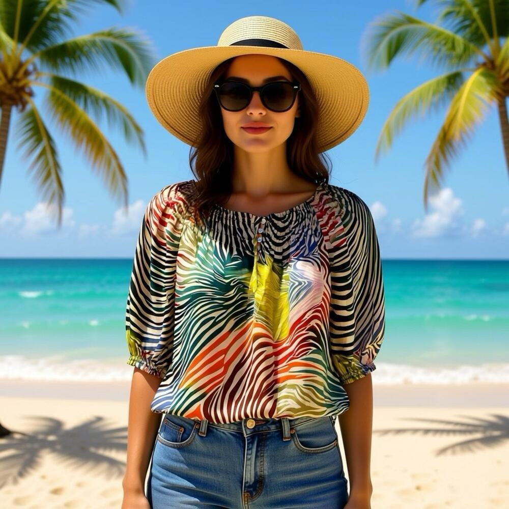 Women S Violet & Claire Fairycore Rainbow Puff Sleeve Blouse Beach Summer Light
